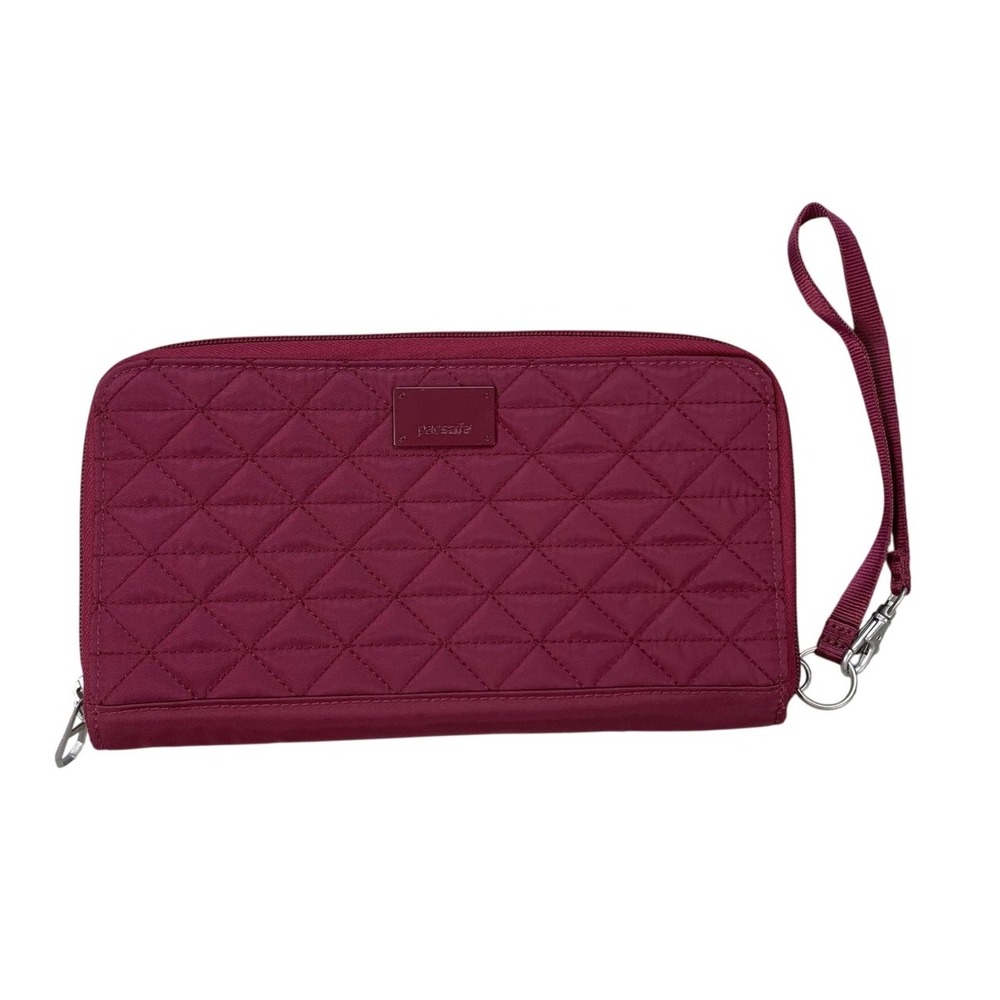Pacsafe RFIDsafe W200 RFID-Blocking Travel Wallet Zip Around Wristlet Case Red